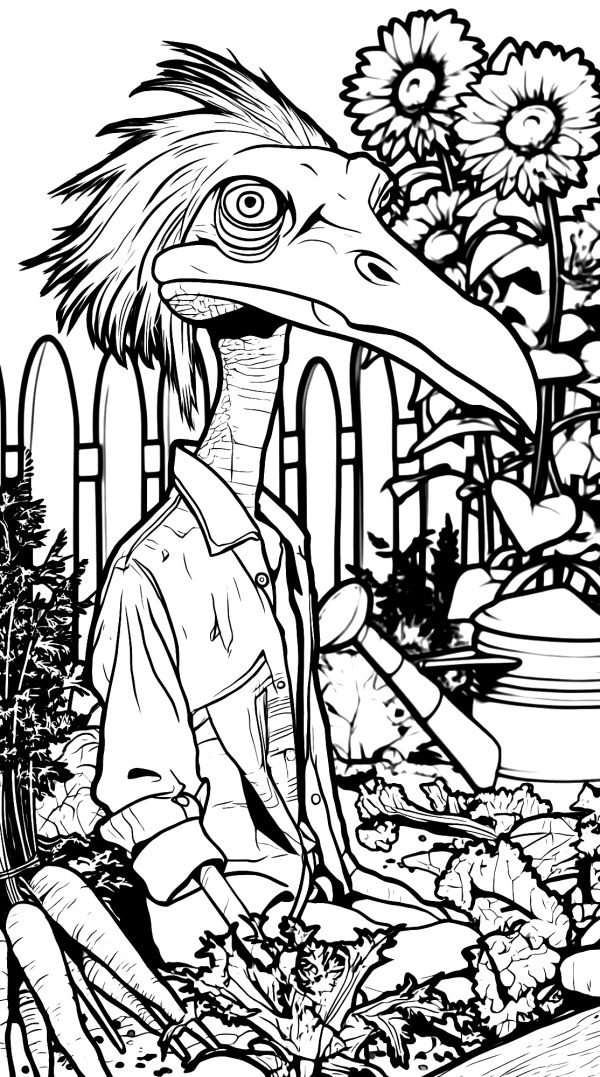 Garden Bird Creature — coloring page