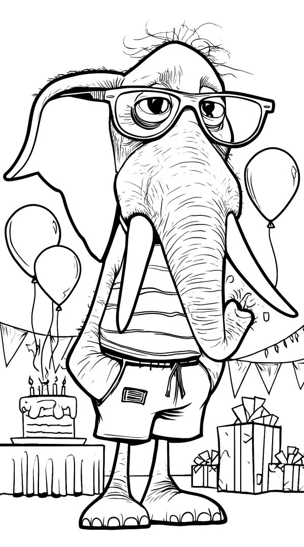 Elefante de Festa com Óculos