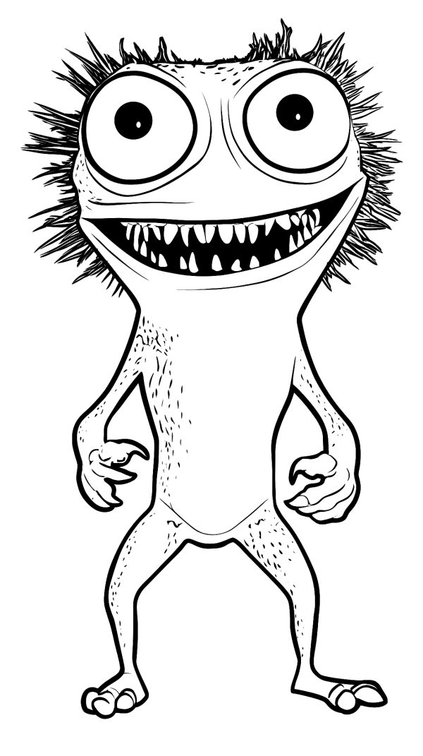 Funny lizard with a big smile — coloring page