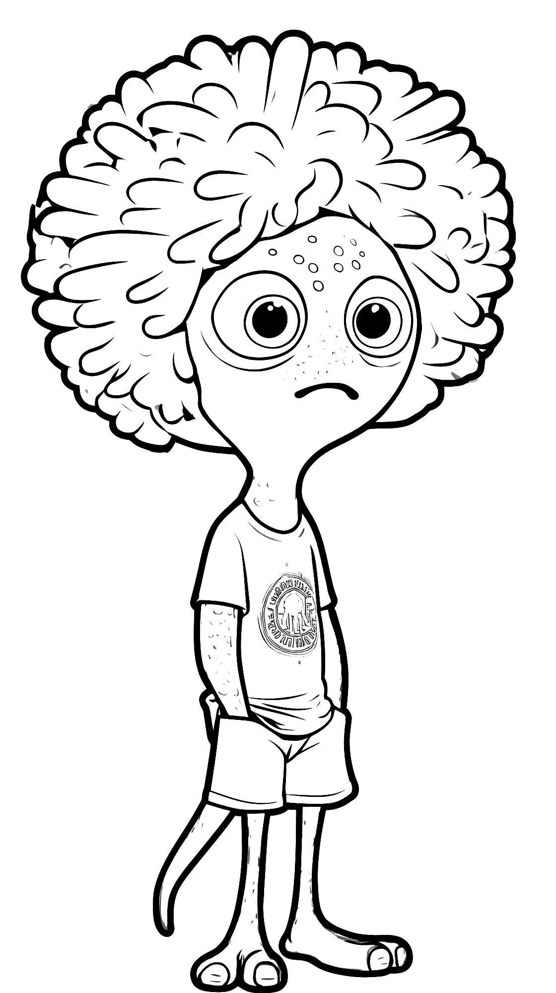 Curious Fuzzy Alien — coloring page