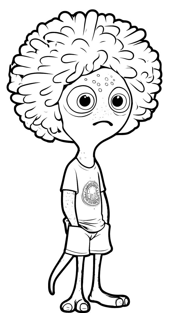 Curious Fuzzy Alien — coloring page
