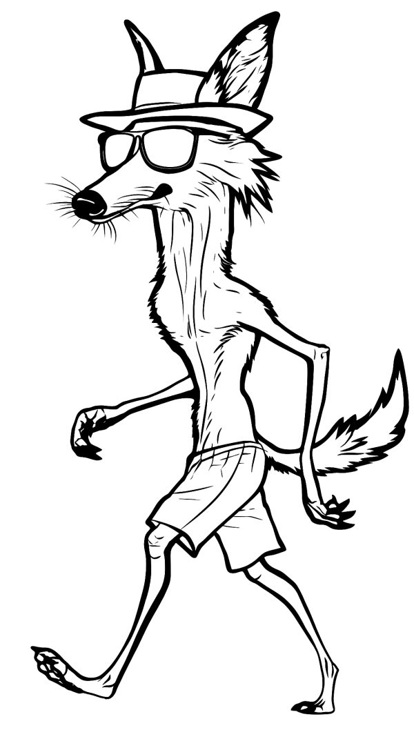 Cool Fox Stroll — coloring page
