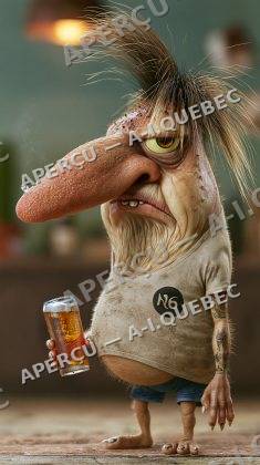 Grumpy character with a drink