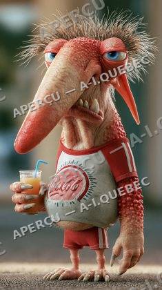 Cartoon creature with drink