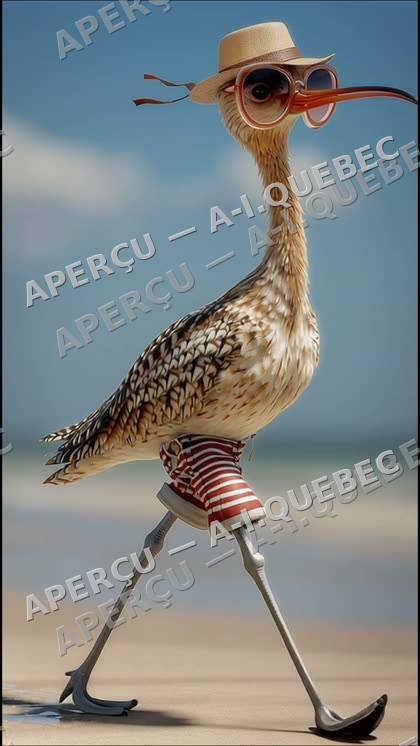 Deux oiseaux sur la plage marchent fièrement