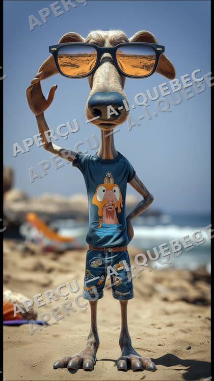 Skinny Dog Proudly on the Beach